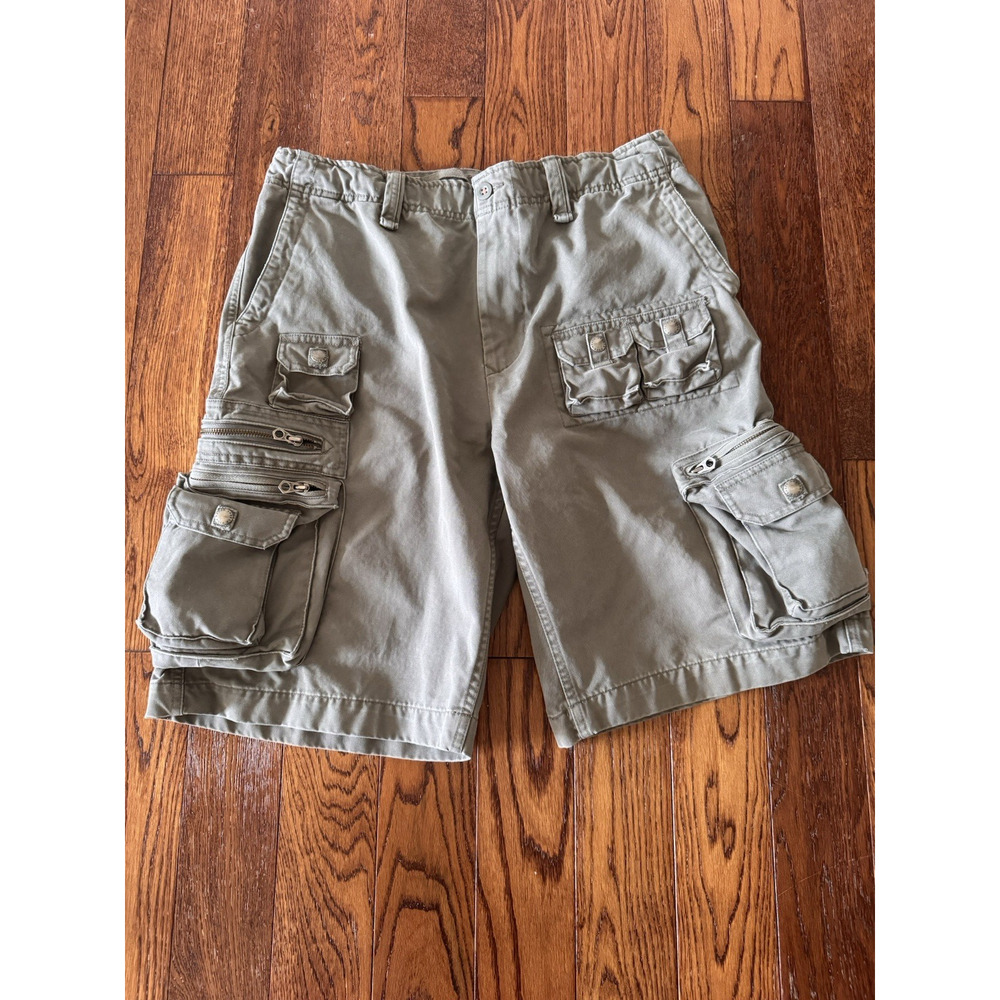 Vintage Polo Ralph Lauren Paratrooper Cargo Shorts Mens 35 Gray Military Utility - Picture 14 of 14